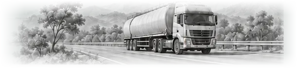 Illustration of bulk cement tanker truck in transit on highway