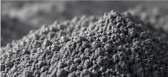 Close-up of finely ground Three Dragons fly ash raw material